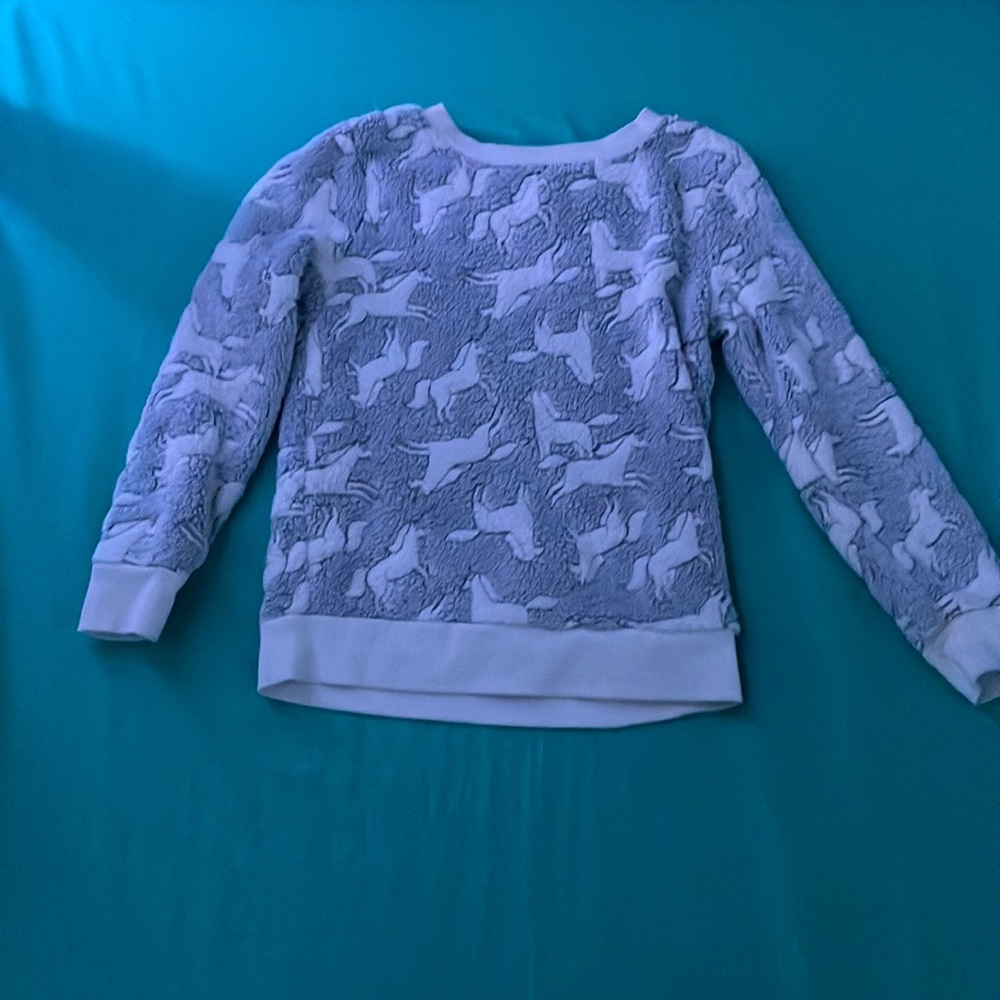 GRAY & WHITE UNICORN SWEATER